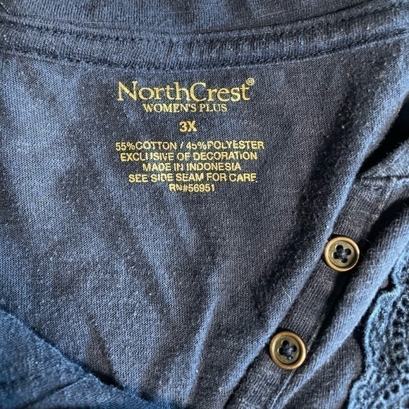 Northcrest 3X navy blue quarter sleeve t-shirt - Picture 4 of 11